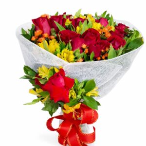 buque arco iris floral 12 rosas importadas