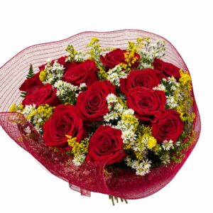 buque sensaçao 12 rosas vermelhas importadas