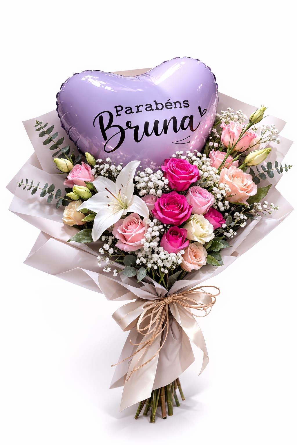 buquê premium rose com balão