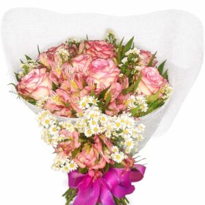 buque encanto rosado 12 rosas importadas