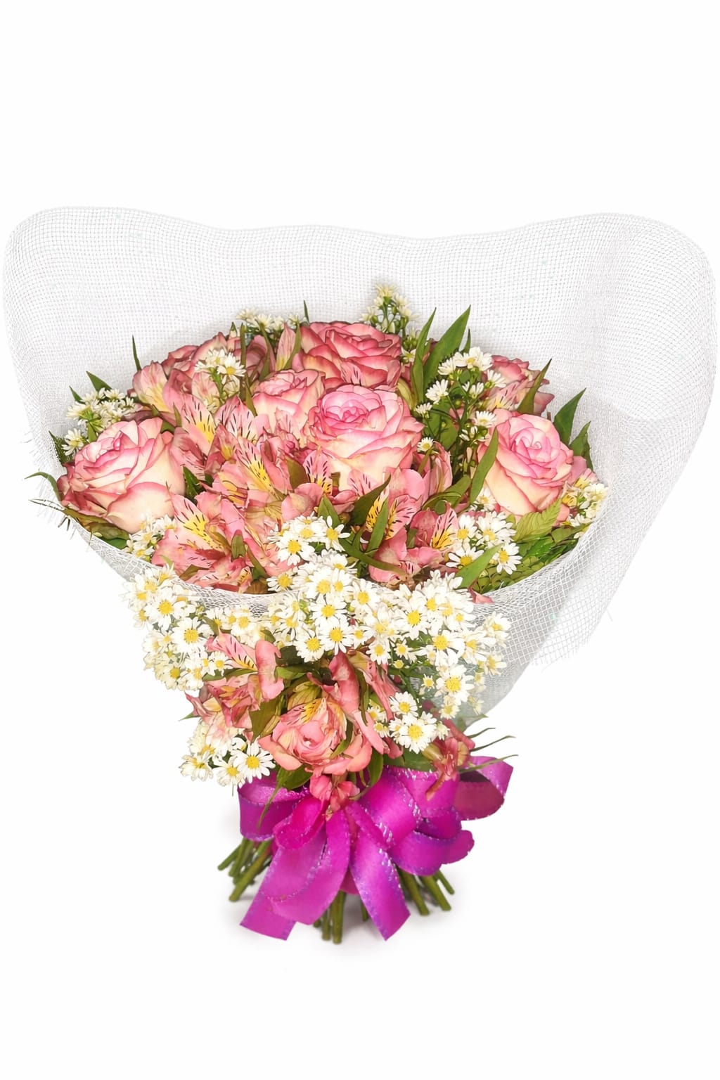 buque encanto rosado 12 rosas importadas