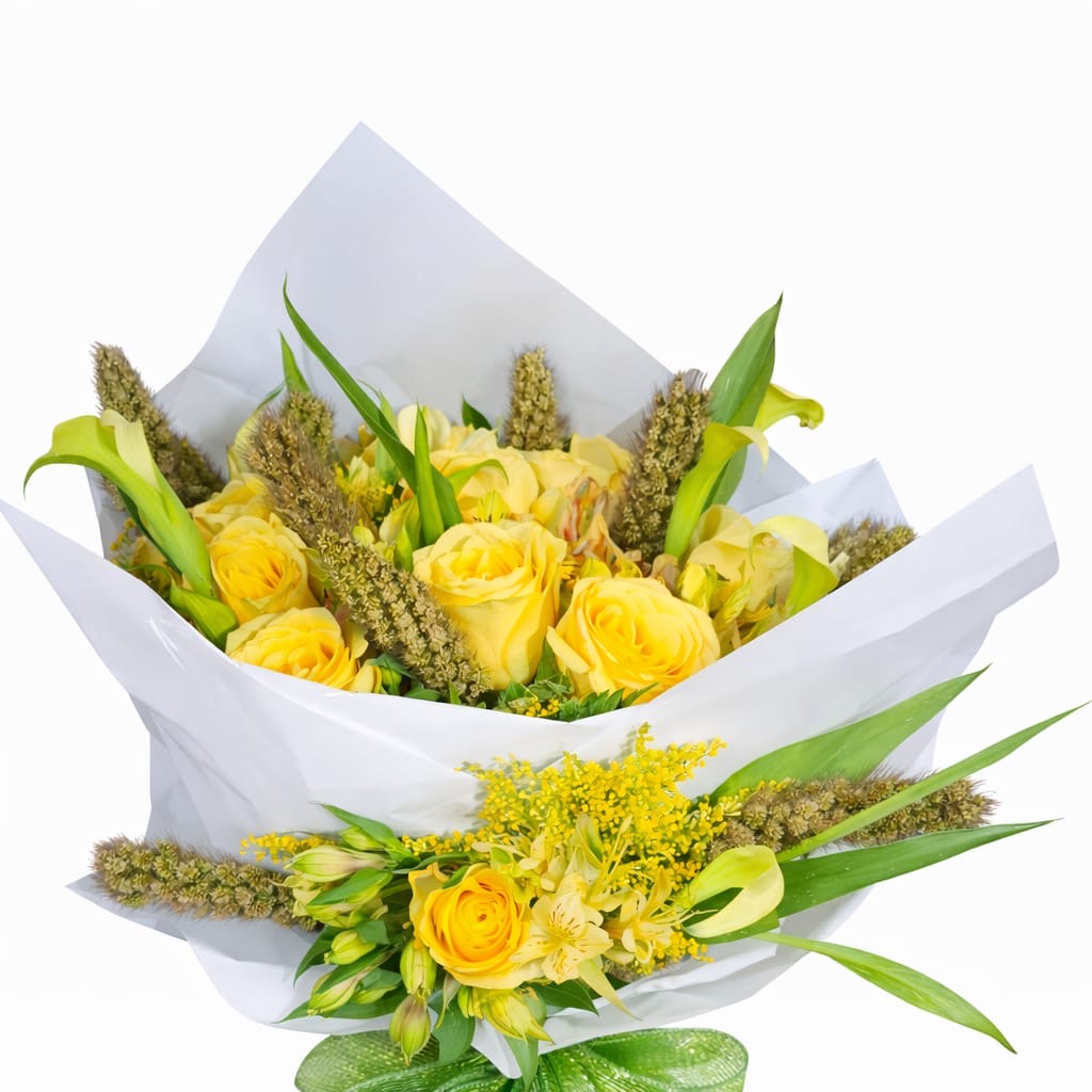 buque sol vibrante 6 rosas importadas