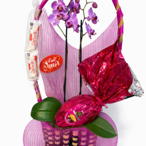 Cesta de páscoa com orquídea
